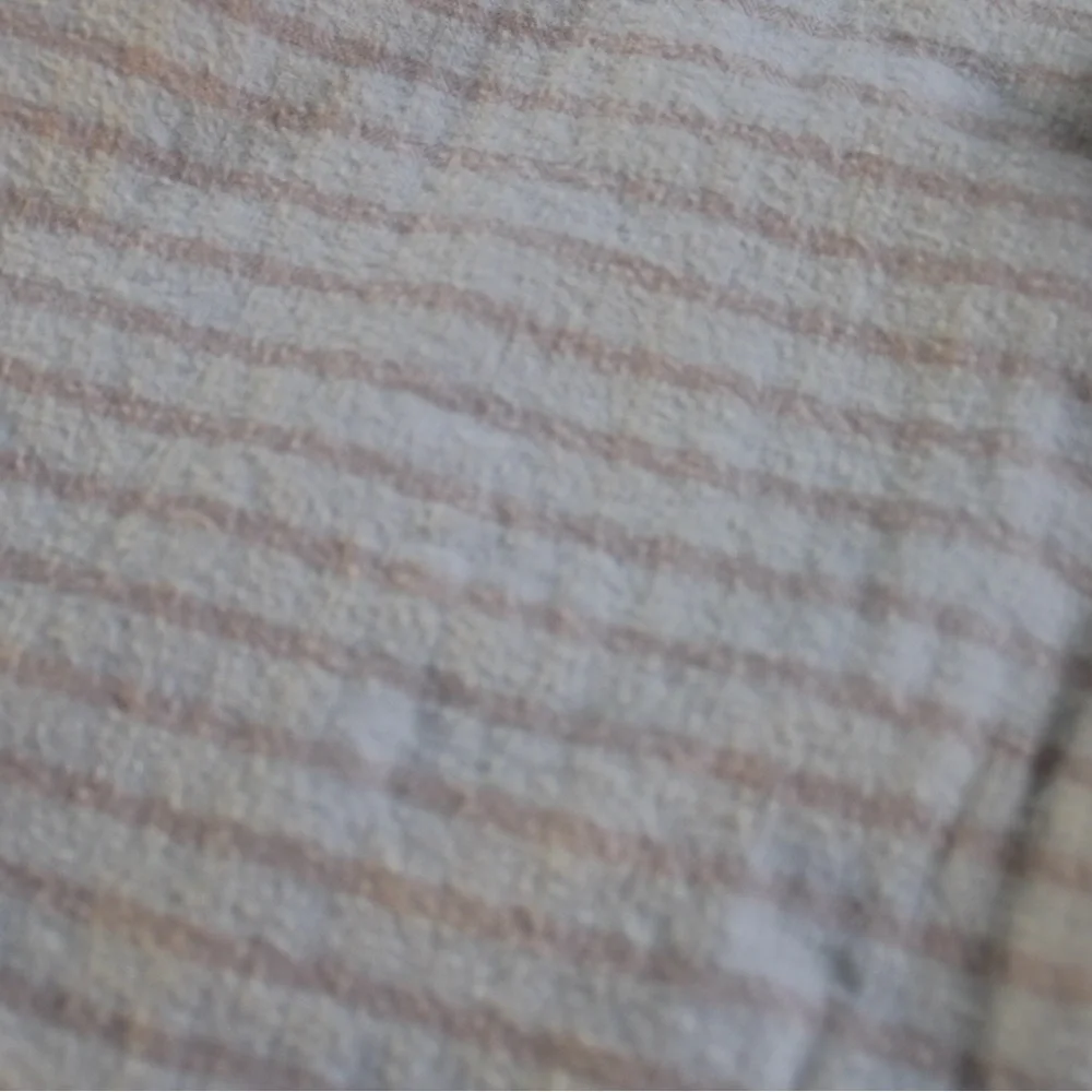 ABERCROMBIE & FITCH Collarless Pink Striped Cotton Button-Down Shirt - Picture 4 of 4
